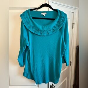 Kim Rogers Teal Embellished Blouse